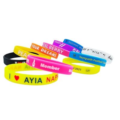 Custom Size Waterproof Debossed Printing Rubber Plastic Bracelet for Events Festival