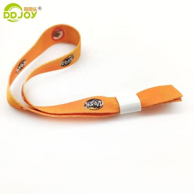 Personalized Logo Polyester Festival Satin Woven Ribbon Wristband for Events 350*15mm