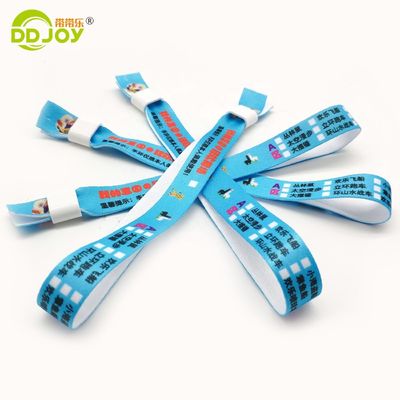Personalized Logo Polyester Festival Satin Woven Ribbon Wristband for Events 350*15mm