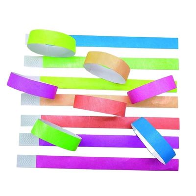 250*25mm/250*19mm Custom Printed Logo Eco Paper Wristbands in Multicolor for Festival