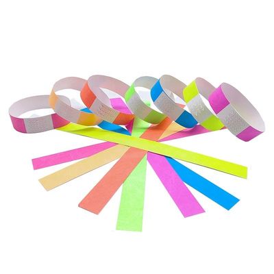 Customizable Neon Color Tyvek Wrist Bands 250*19mm for Festivals and Concerts
