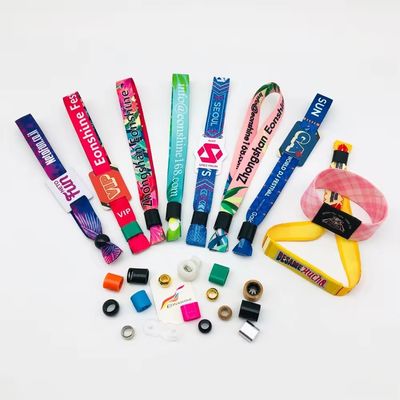 Party and Event RFID Wristbands Custom Satin Fabric with Logo Printing 350*15mm Size