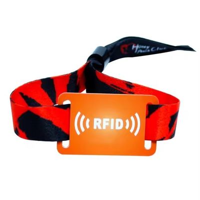 Party and Event RFID Wristbands Custom Satin Fabric with Logo Printing 350*15mm Size