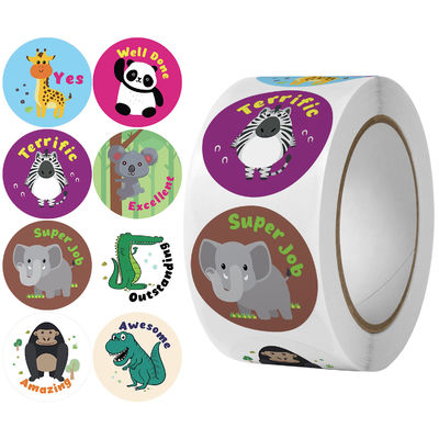 500 Pcs Cute Animals Stickers Thank You Labels for School Rewards Round Self Adhesive Label Roll