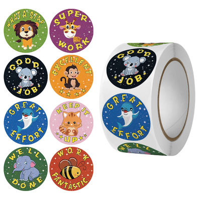500 Pcs Cute Animals Stickers Thank You Labels for School Rewards Round Self Adhesive Label Roll