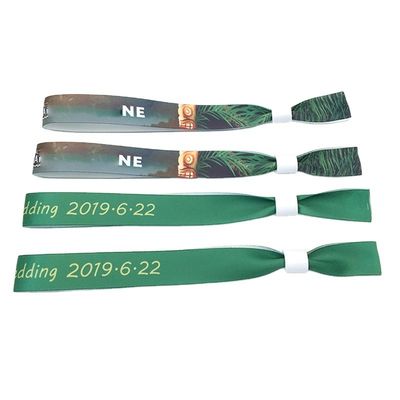 Custom Event Festival Party RFID Chip Satin Fabric Wristbands with Logo Printing