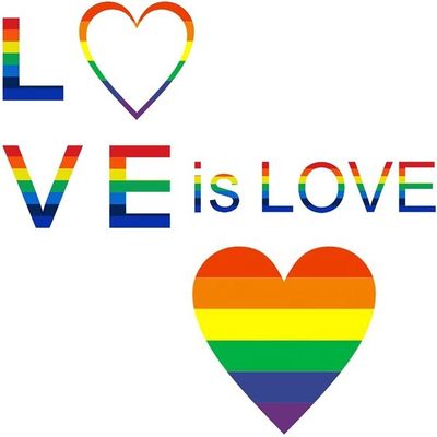 Gift Craft 1.5 inch 500pcs/roll Striped Heart Shaped Love Gay Pride Rainbow Heart Ribbon Sticker