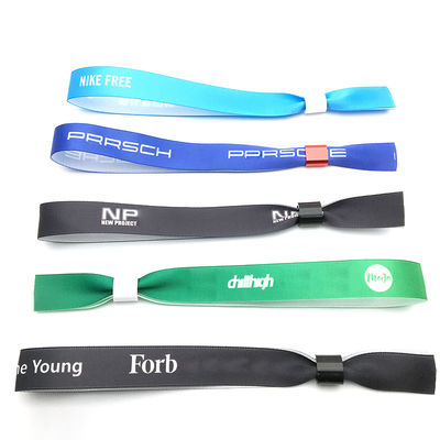 Customized Logo RFID Chip Satin Fabric Wristbands for Event Festival Commemoratives