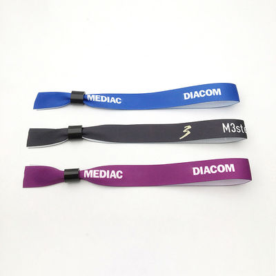 Customized Logo RFID Chip Satin Fabric Wristbands for Event Festival Commemoratives
