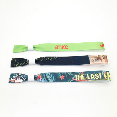 Customized Logo RFID Chip Satin Fabric Wristbands for Event Festival Commemoratives