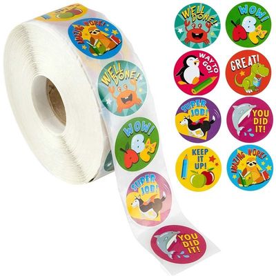 1 inch 25mm Round Stickers 500 Pcs Cute Animals Labels for School Rewards and Teachers