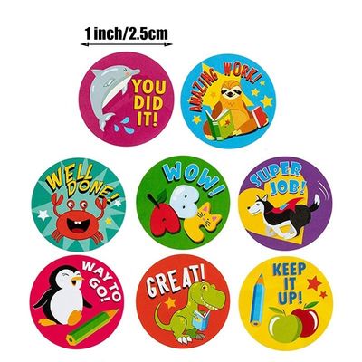 1 inch 25mm Round Stickers 500 Pcs Cute Animals Labels for School Rewards and Teachers