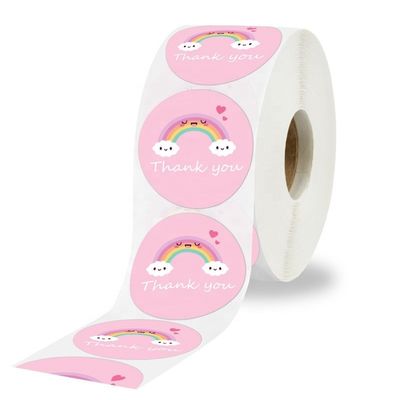 Custom Sticker Oil Resistant Cute Rainbow Thank You Sticker for Gift Decoration