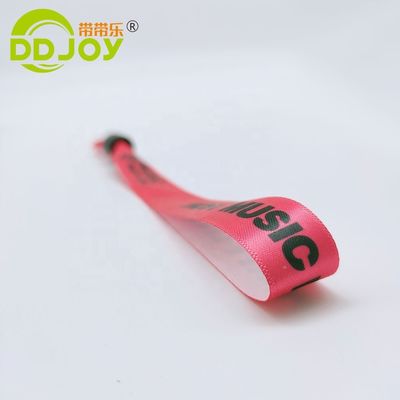 Gender Women's Woven Ribbon Fabric Bracelets in Red with Plastic Slide Lock Customized