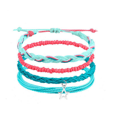 Mix Color Wax Thread Bracelet Handmade Bohemian Daisy Sunflower Turtle Shell Bracelet