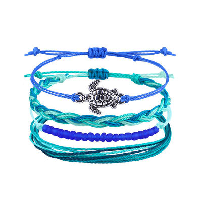 Mix Color Wax Thread Bracelet Handmade Bohemian Daisy Sunflower Turtle Shell Bracelet