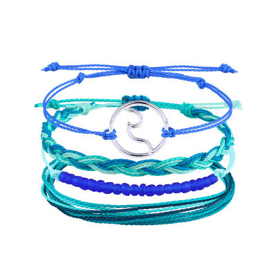 Mix Color Wax Thread Bracelet Handmade Bohemian Daisy Sunflower Turtle Shell Bracelet