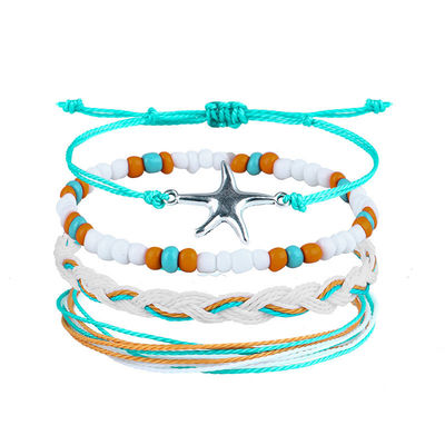 Colorful 16 8CM Wax Thread Braided Rice Bead Bracelet for Women Handcrafted Design