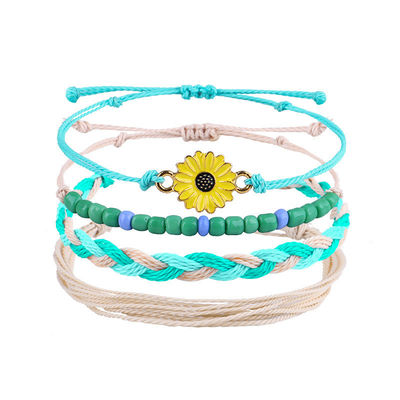 Colorful 16 8CM Wax Thread Braided Rice Bead Bracelet for Women Handcrafted Design