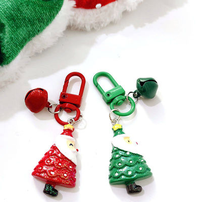 Cartoon Santa Claus Christmas Tree Bell Keychain Backpack Mobile Phone Pendant Ornament