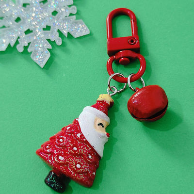 Cartoon Santa Claus Christmas Tree Bell Keychain Backpack Mobile Phone Pendant Ornament