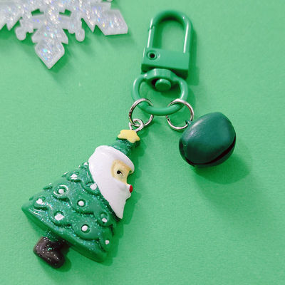 Cartoon Santa Claus Christmas Tree Bell Keychain Backpack Mobile Phone Pendant Ornament