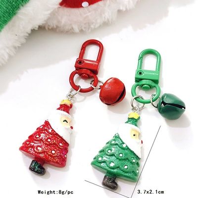 Cartoon Santa Claus Christmas Tree Bell Keychain Backpack Mobile Phone Pendant Ornament