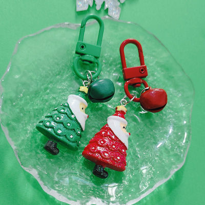 Cartoon Santa Claus Christmas Tree Bell Keychain Backpack Mobile Phone Pendant Ornament