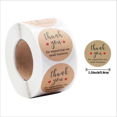 Cartoon Sticker with Hearts 1.5&quot; 500 Labels Per Roll Custom Color Small Business Gifts