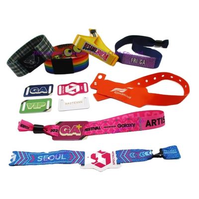 Single or Double-sided Printing RFID Wristbands in Satin Fabric for Event Festival Party