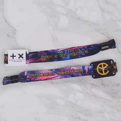 Single or Double-sided Printing RFID Wristbands in Satin Fabric for Event Festival Party