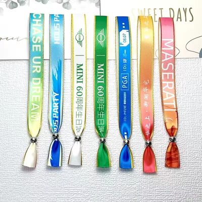 Custom Event Festival Party RFID Chip Satin Fabric Wristbands with Logo Text Printing