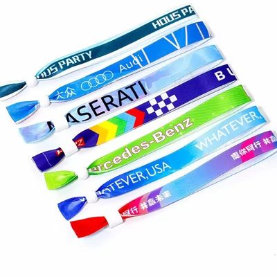 Custom Event Festival Party RFID Chip Satin Fabric Wristbands with Logo Text Printing