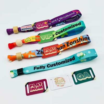 Custom Event Festival Party RFID Chip Satin Fabric Wristbands with Logo Text Printing