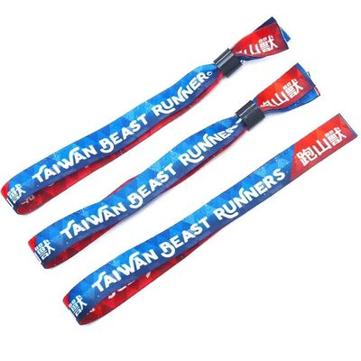 Custom Event Festival Party RFID Chip Satin Fabric Wristbands with Logo Text Printing